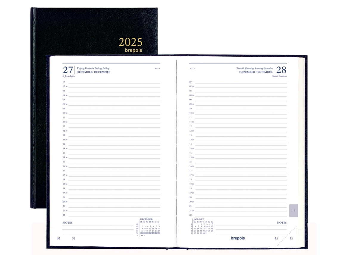 Calendario Diario BREPOLS Saturnus Basic 2025 Negro