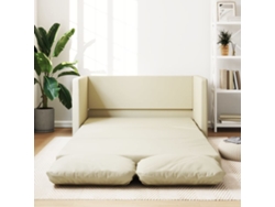 Sofá Cama De Suelo 2 En 1 Cuero Sintético Crema 112x174x55 Cm