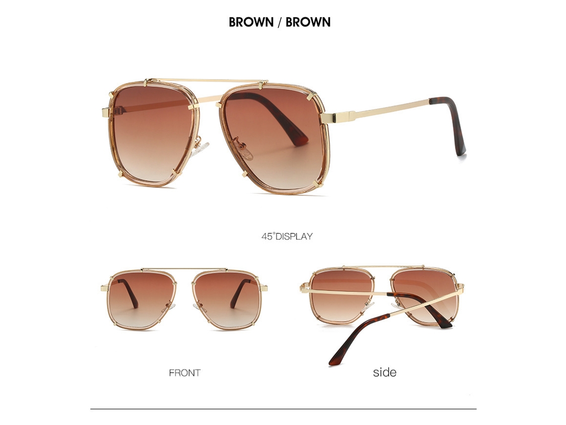 Gafas de sol grandes retro degradadas para mujer con protección UV400, gafas de sol punk marrones para hombre, estilo Crush