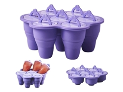 Molde De Silicona Plegable Para Helados Con 7 Cavidades Para Paletas Caseras - Morado