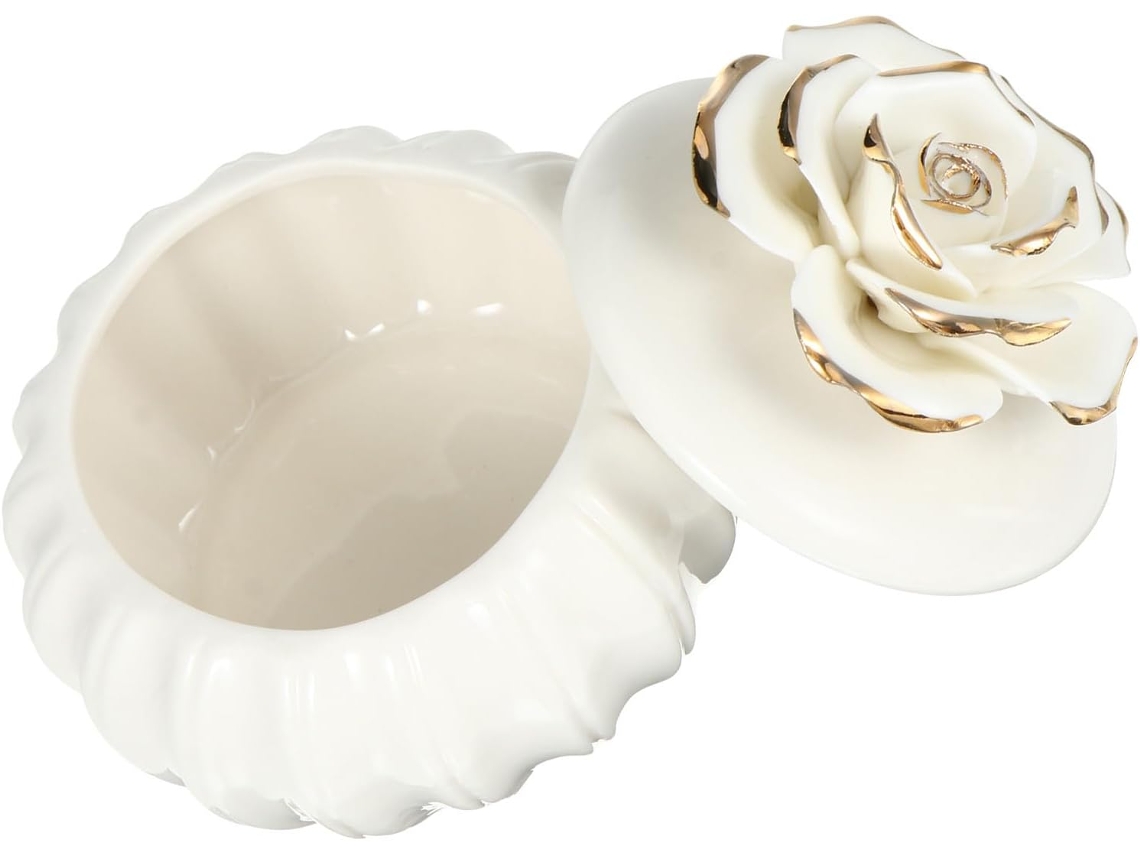 Joyería Cerámica Blanca Fácil Portátil Diseño Capacidad Guardar Joyas Caja Usar Rosa Gran