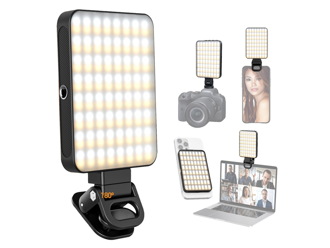 Luz LED magnética para vídeo, clip para portátil y teléfono, ideal para reuniones y conferencias virtuales.