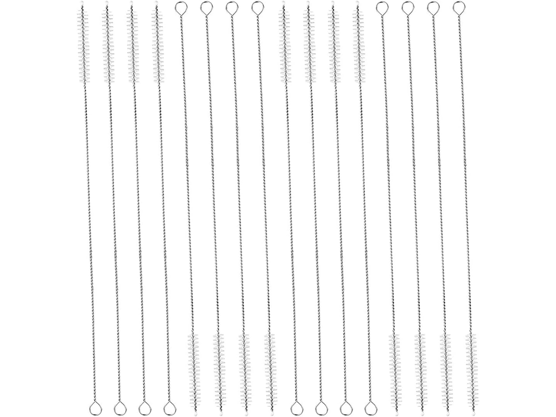 Juego De 16 Cepillos De Paja Larga De Acero Inoxidable Y Nailon, Cepillo Flexible De 250 Mm.