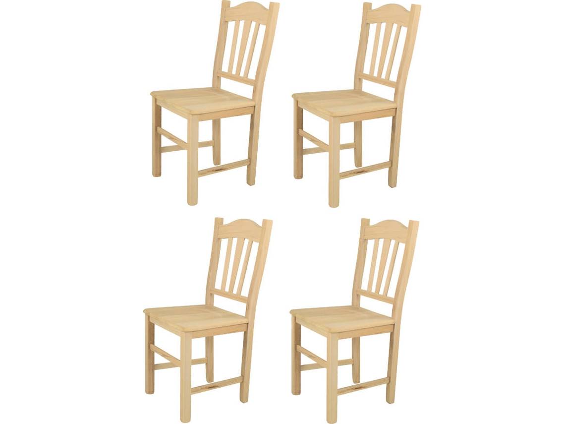 Conjunto de 4 Cadeiras T M C S Silvana (Castanho Claro - 94x45x51 cm - Madeira)