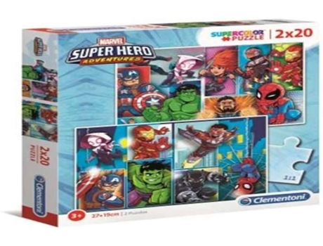 Puzzle CLEMENTONI Superhero (2X20 Piezas - Edad mínima: 3 años)