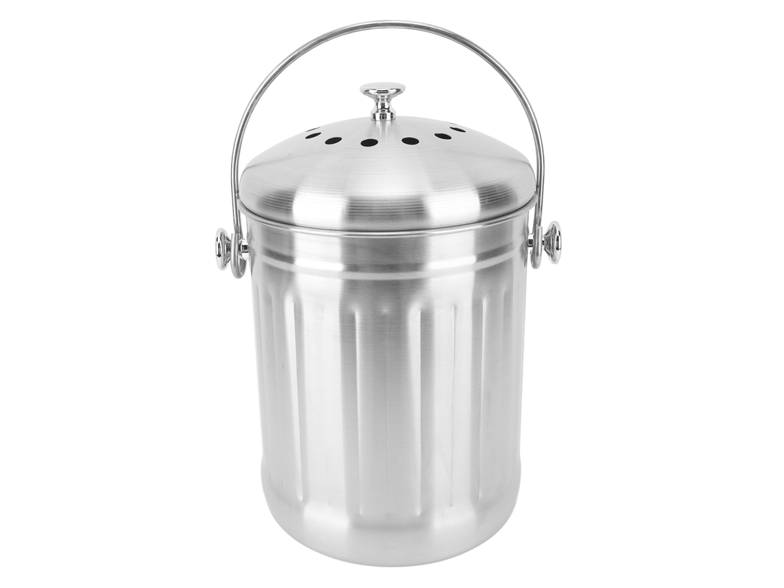 Composteira De Aço Inoxidável Com Filtros De Carvão Alça Grande Fácil De Limpar Para Cozinha Café Bar