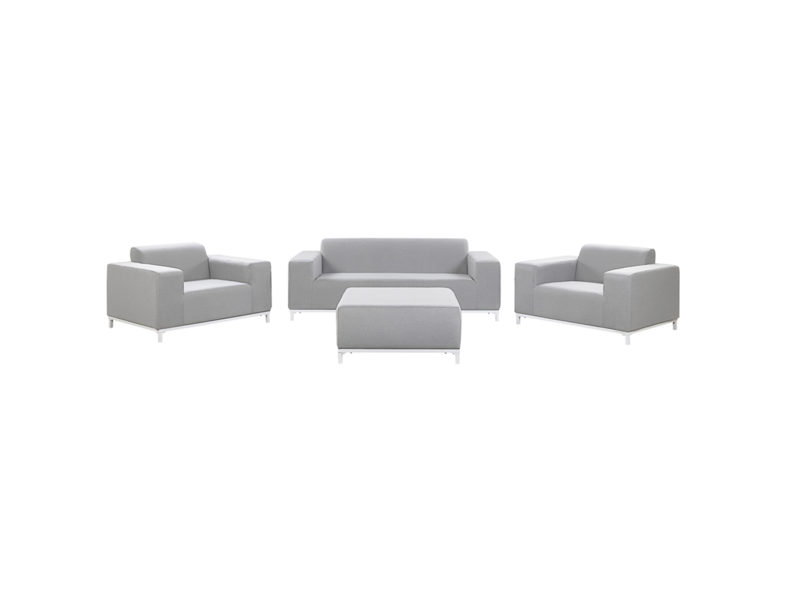 Conjunto de jardín 5 plazas de poliéster gris claro/blanco BELIANI Rovigo