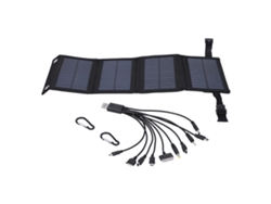 Panel solar portátil plegable Primerox de 10 W para transporte mediante USB, ideal para viajes y acampadas.