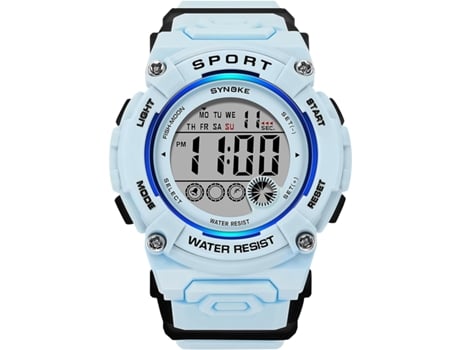 VEANXIN LED Digital PU Correa Alarma Fecha Mujeres 50M Reloj deportivo impermeable-Azul