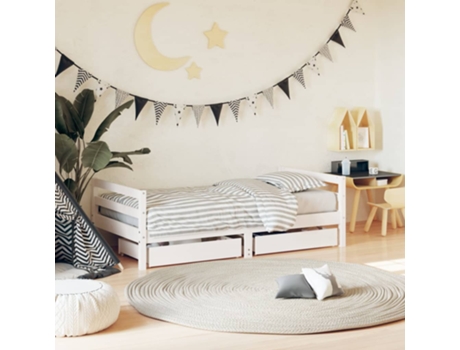 MAISON EXCLUSIVE - Estructura cama infantil y cajones madera pino blanco 80x160 cm