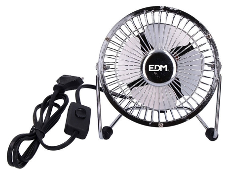 Mini Ventilador de Escritorio Industrial Cromado EDM 15W Ø Lados 10 Cm