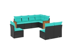 Maison Exclusive - Conjunto De Sofá De Jardín De 8 Piezas Con Cojines, De Poliratán Negro