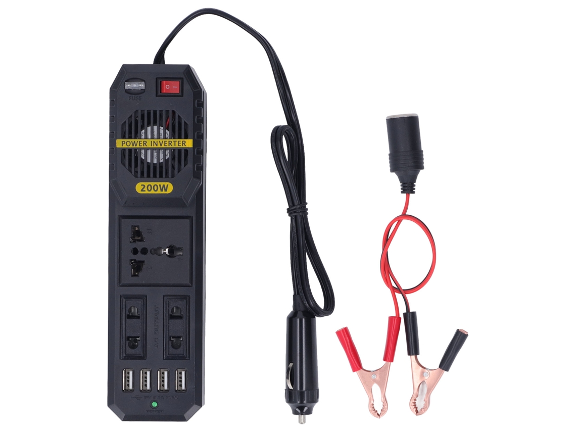 Inversor De Corriente Para Coche De 200 W, De 12 V A 220 V, Con Puertos Usb Y Modulación Por Ancho De Pulso (pwm) De 4,1 A.