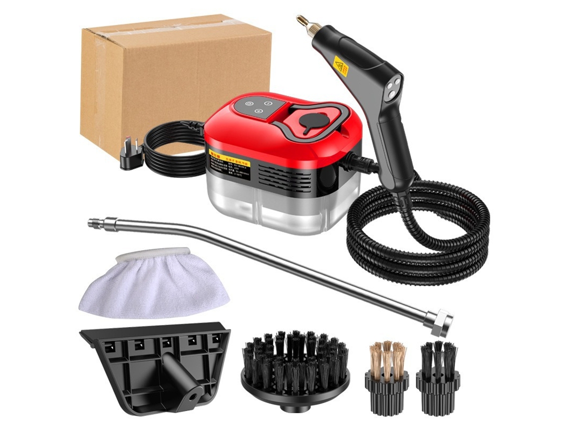 Limpador A Vapor De Alta Temperatura E Alta Pressão De 1500 W, 1200 Ml Com 3 Cabeças De Escova, 6 Modos Ajustáveis, Vermelha Gertiz