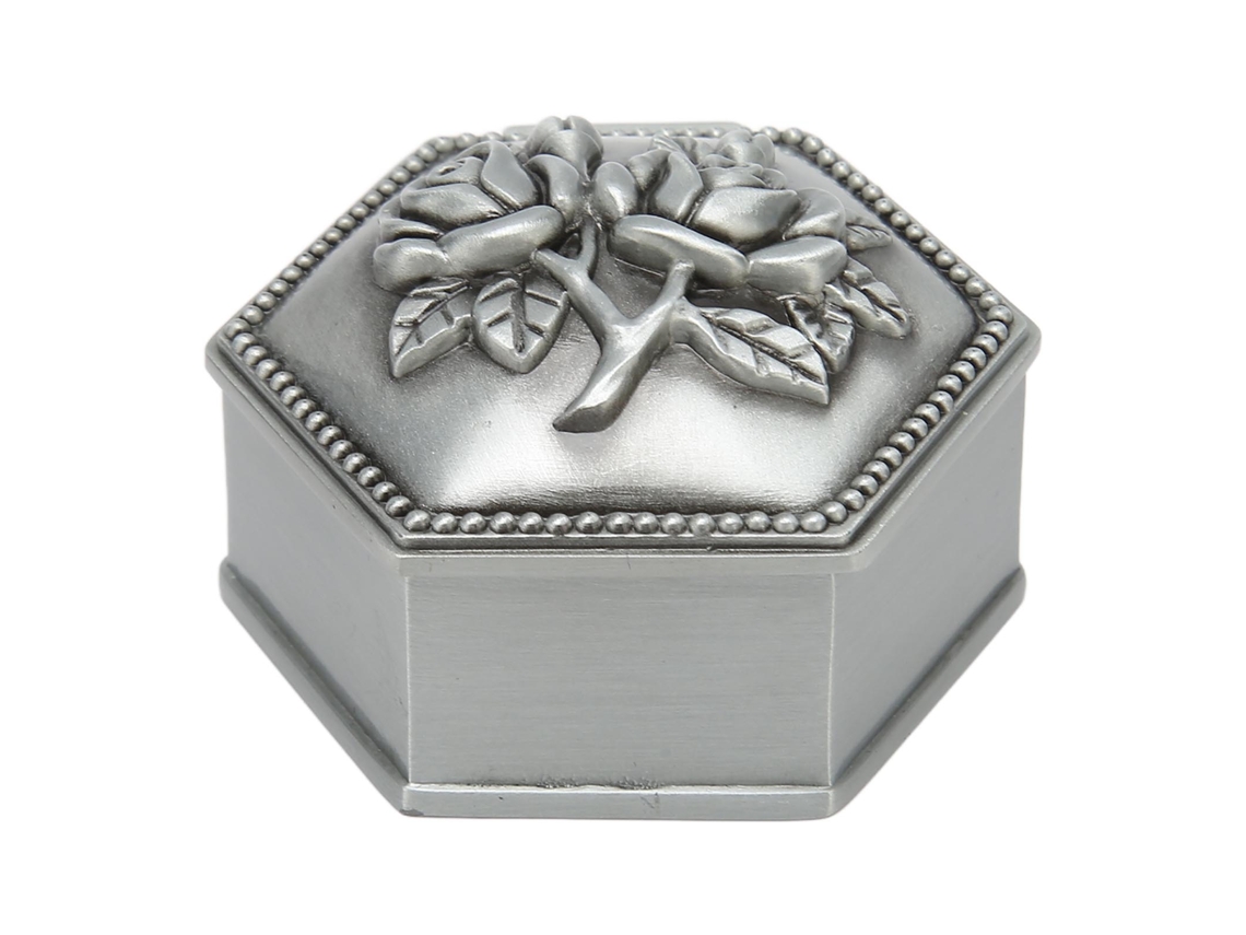 Caja de joyería vintage de aleación de zinc para anillos, pendientes y collares.