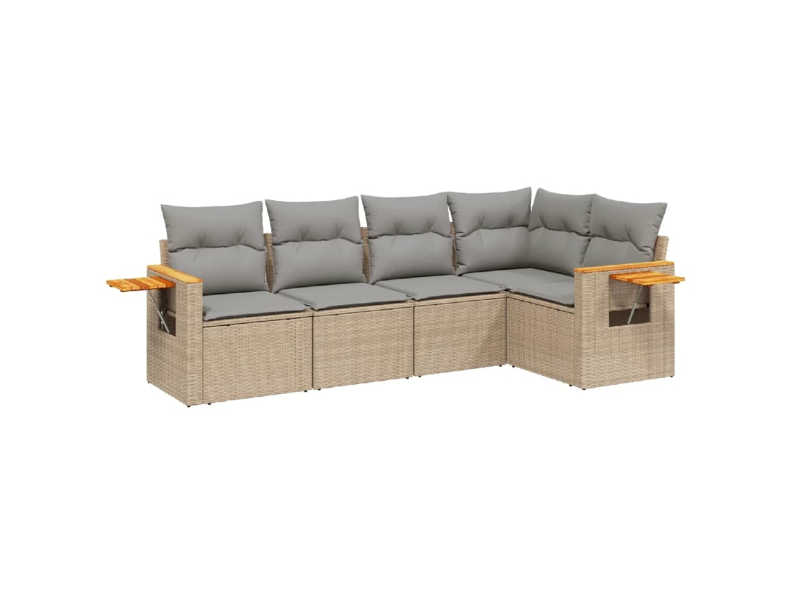 Conjunto de 5 sofás de jardín con cojines de mimbre beige MAISON EXCLUSIVE (5 piezas)