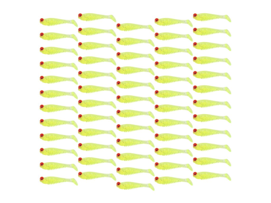 Señuelos artificiales de silicona con cola de pala, 50 unidades, color verde.