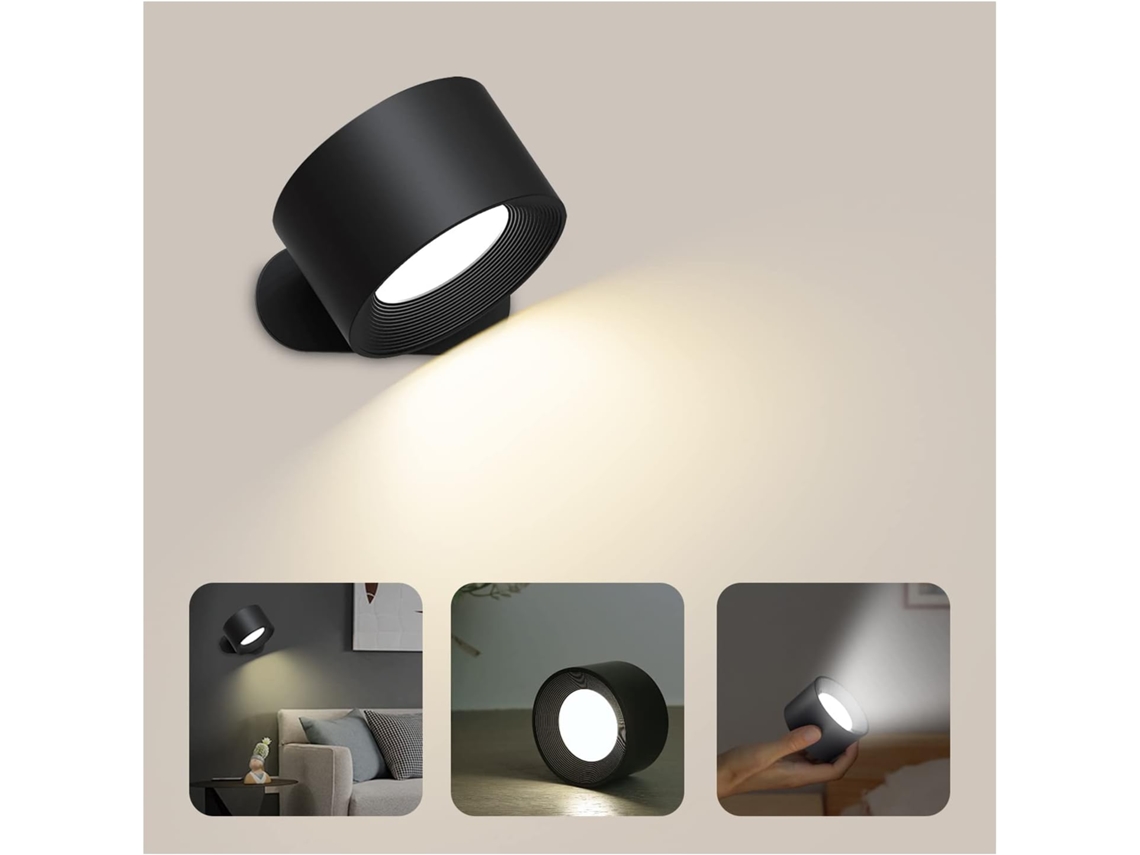 Lámpara de pared LED táctil con puerto USB y 3 niveles de luz