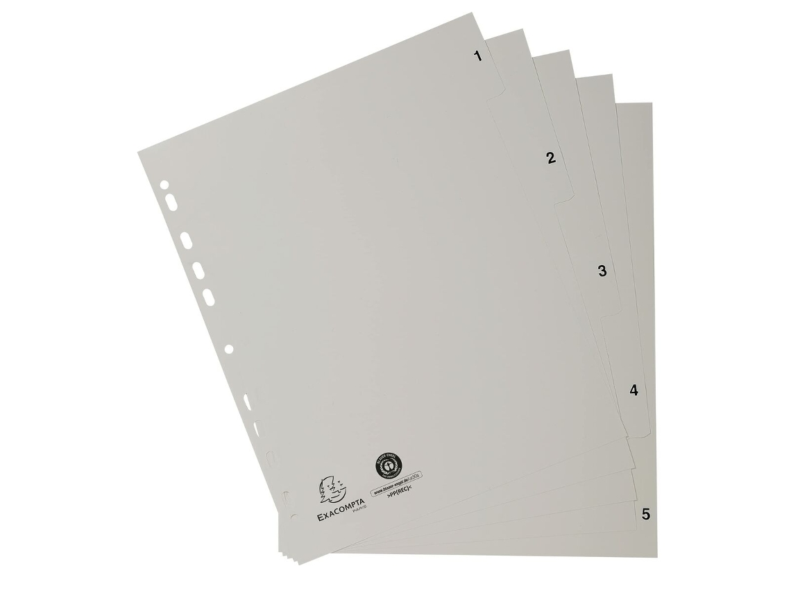 Separadores Exacompta Gris 5 Hojas A4 (20 Unidades)