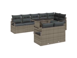 Maison Exclusive - Conjunto de sofá de jardín de 9 piezas con cojines, mimbre gris