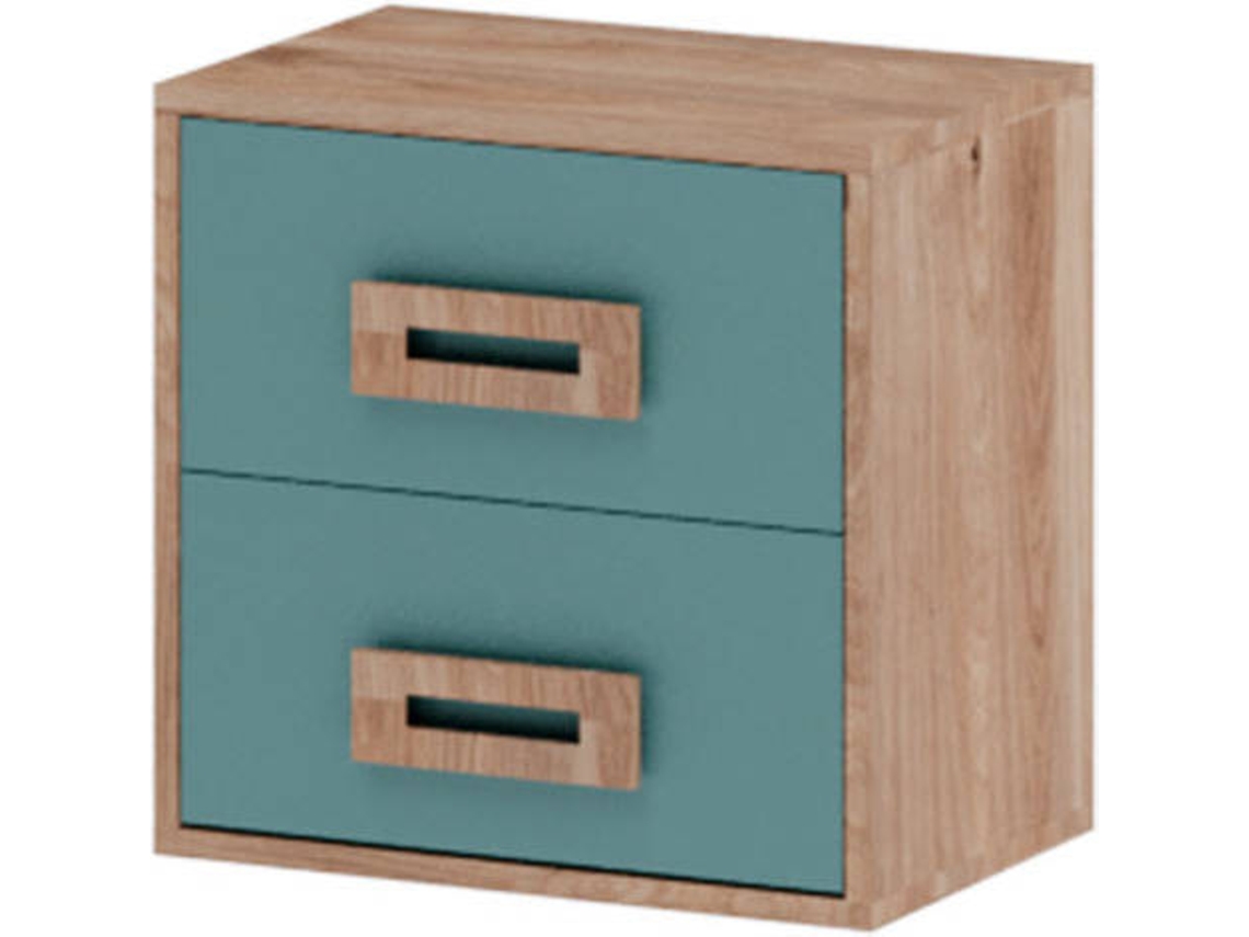 Mesita de Noche MUEBLAM Roble Aqua Blue Melamina (43x42x28 cm)