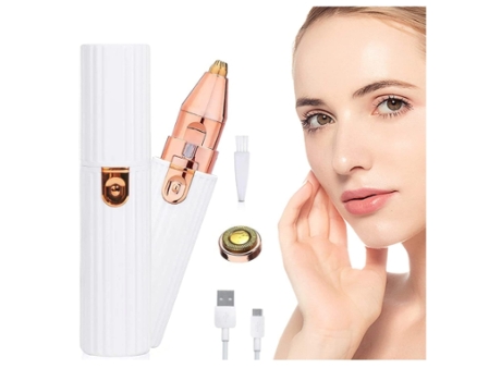 Removedor de vello facial para mujeres Recortador de cejas Cuchilla de cejas recargable 2 en 1 Depiladora Lady Shaver White BISBISOUS