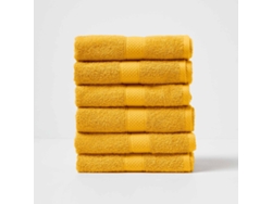 Homescapes Turkish Cotton Hand Towel Set Of 6, Ochre