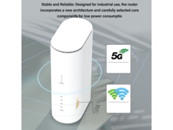 Router portátil 5G CPE WiFi 6 de doble banda con antenas y ranura para tarjeta SIM.