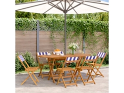 Silla de jardín plegable DKD Home Decor de 6 piezas, tela/madera, azul y blanco