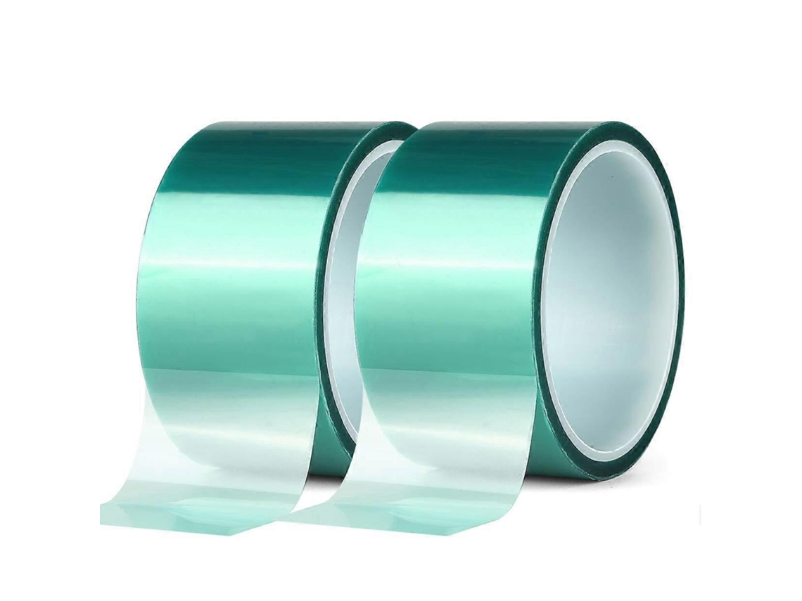 2 rollos de cinta adhesiva de poliéster PET con recubrimiento en polvo verde para altas temperaturas, ideal para pintar y anodizar Rosewell (50 mm x 33 m)