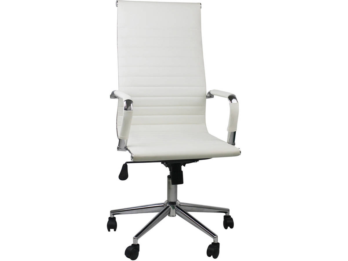 Silla de Oficina THINIA Elegancia Blanco (Brazos Fijos - Cuero PU, Acero, Plástico)
