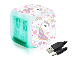 Reloj despertador digital de unicornio, reloj LCD colorido con luz nocturna LED, despertador de noche para niños, regalo de cumpleaños para niños.