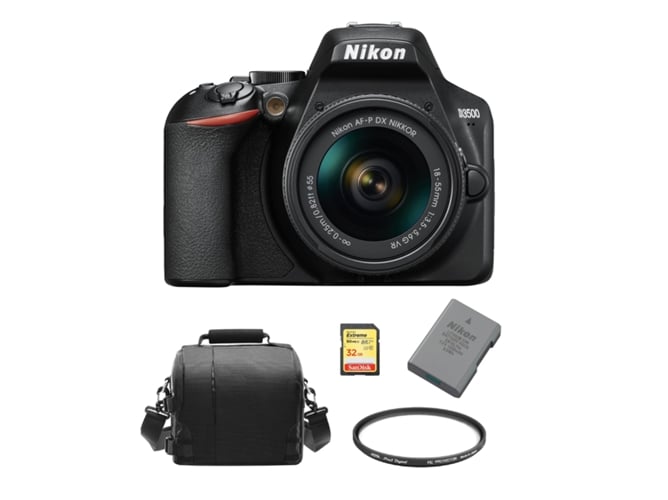 Kit Cámara Réflex NIKON D3500 AF-P 18-55mm F3.5-5.6G VR + 32GB SD + Bolsa + EN-EL14A + Hoya 55mm PRO 1D Protector