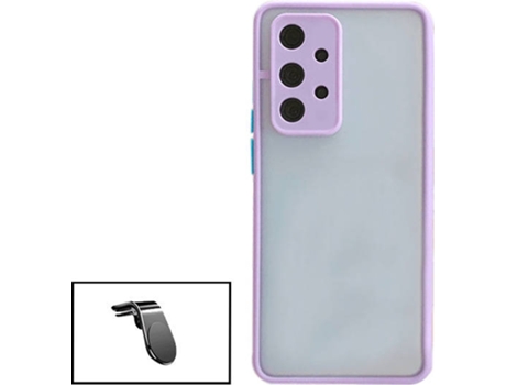 Kit Funda Antichoque y Soporte Magnético de Coche L Safe Driving Samsung Galaxy A32 5G PHONECARE Lila