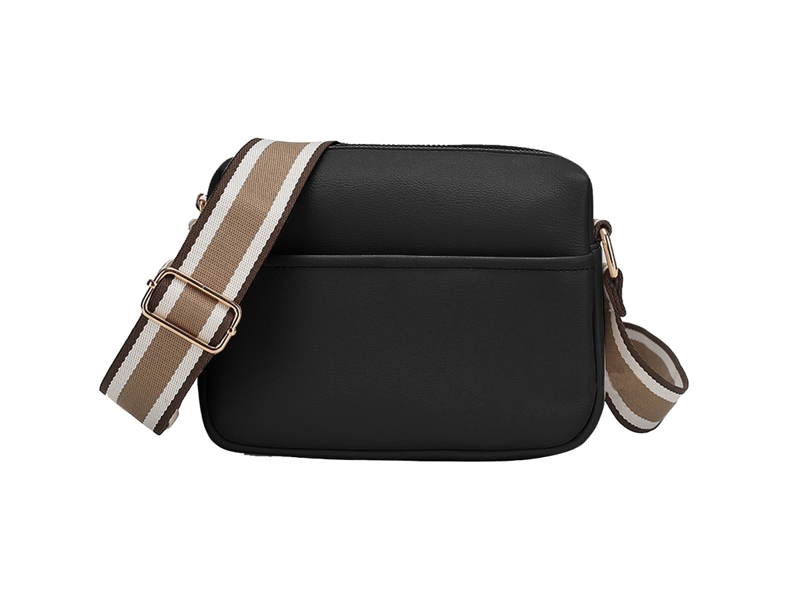 Neceser Kofihety para mujer, bandolera cuadrada, sencillo, de piel negra (20 x 8 x 15 cm)