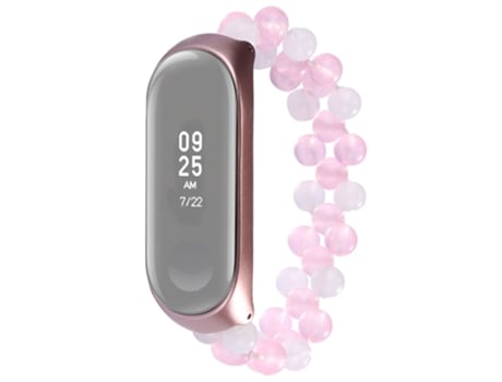 Correa de cuentas trenzadas cuentas de jade para Xiaomi Mi Band 5/Mi Band 6 - mezcla rosa blanca