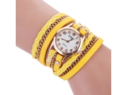 Reloj De Pulsera De Moda Para Mujer, De Tela Y Aleación, De Cuarzo, Estilo Casual, Para Estudiantes, Color Blanco Y Amarillo.