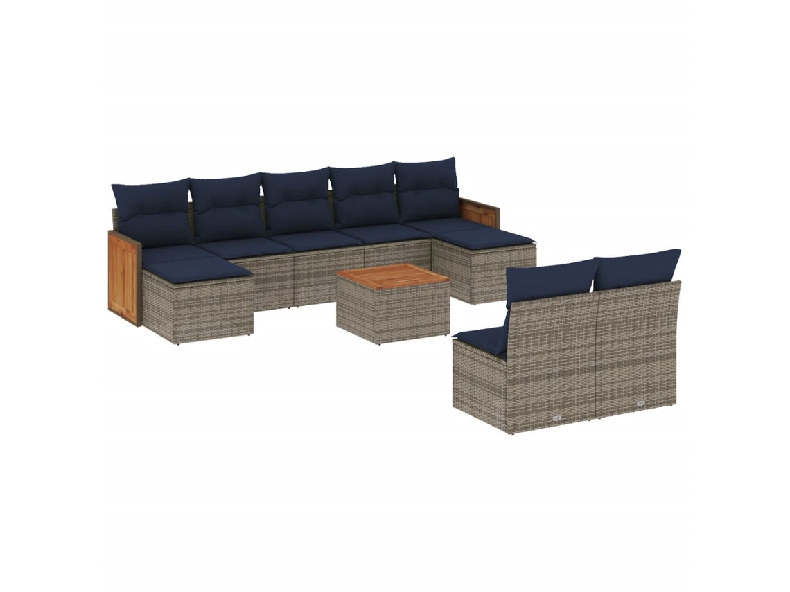 Maison Exclusive - Conjunto De Sofá De Jardín De 10 Piezas Con Cojines, Poliratán Gris