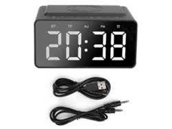 Alto-falante Bluetooth Portátil Com Tela Led Relógio Despertador Wireless Carregamento Alto-falante De Música Preto