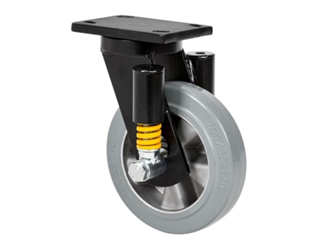 Rueda giratora placa 10hlse160-degb suspension goma gris elastica eje bolas ALEX
