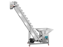 Elevador de cangilones de 1,7 m de altura, máquina de alimentación de polvo y partículas con tolva de 100 kg