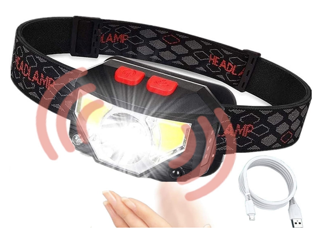 Farol Led 6 Modos Sensor Ciclismo/correr/senderismo/camping Niños/adultos Negro