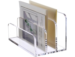 Organizador de escritorio vertical para cartas con 3 compartimentos, acrílico, con tarjetero. Gokoco