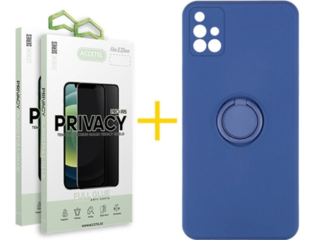 Carcasa + 2 Protectores de Pantalla para Samsung Galaxy A71 ACCETEL Azul Oscuro