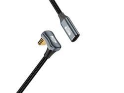 Cable Usb-c En U (hembra A Macho) - Ángulo Recto 360°, 10gbps, Pd 100w, 4k 60hz, Trenzado De Nylon Y Aleación De Aluminio, Gris 0,5 M