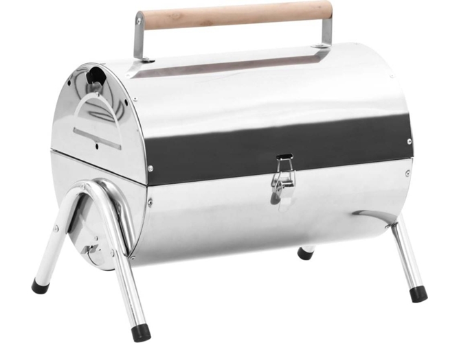 vidaXL Barbacoa de carbón de sobremesa acero inoxidable doble parrilla
