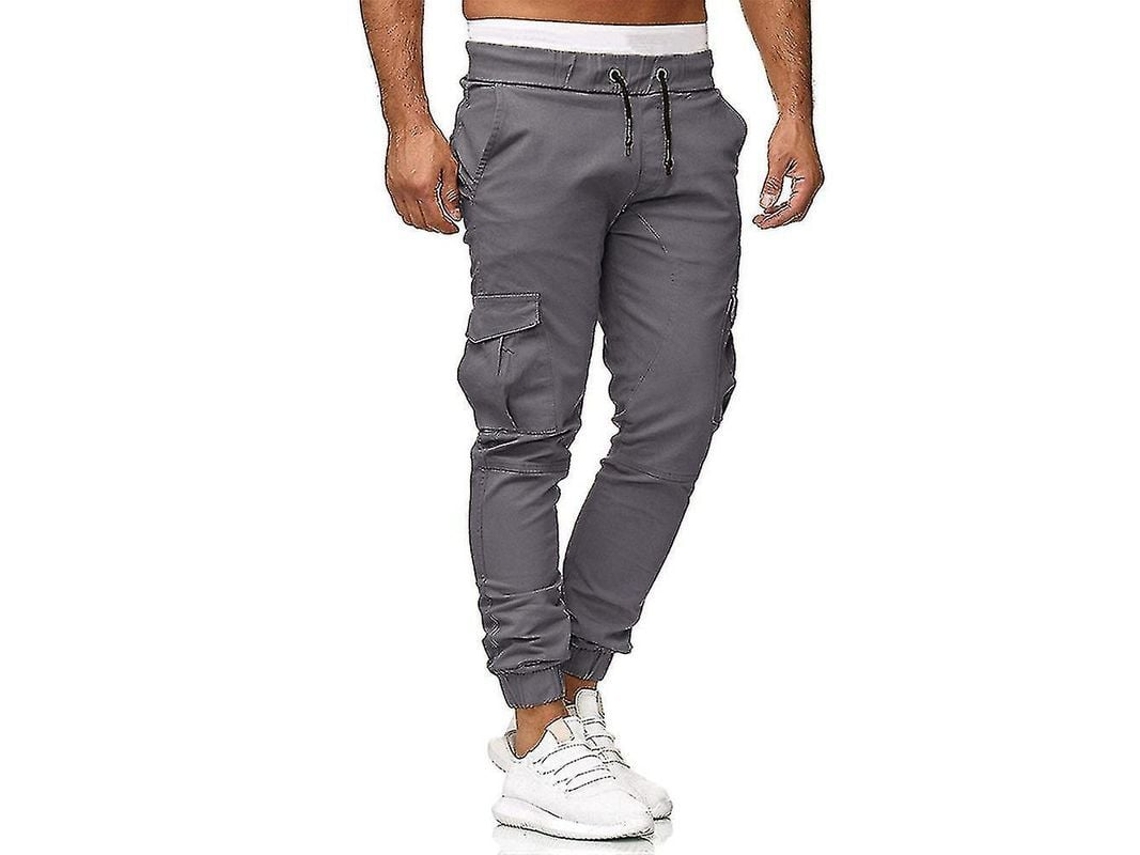 Fasst-pantalones Cargo Para Hombre Con Cintura Elástica Y Bolsillos Slim Fit Deportivos De Mezcla De Algodón Con Puños