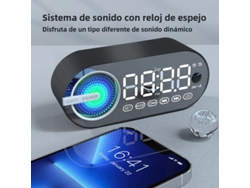 Radio reloj portátil con altavoz y Bluetooth, recargable por USB y RGB, Mdug (negro)