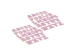 2 Juegos De Parches Con Letras Az, Brocado Morado Y Dorado Con Purpurina, Listos Para Planchar.