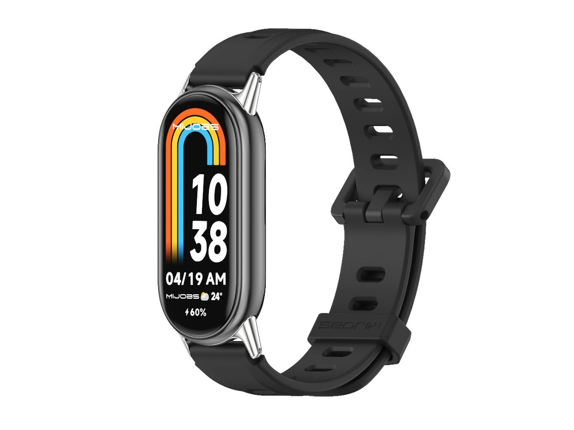 Correa Smartwatch para Xiaomi Mi Band 8/9 Silicona Transpirable Negro Plata YUYSAN